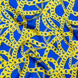 Mood Exclusive Italian Blue and Yellow Chains Digitally Printed Silk Charmeuse