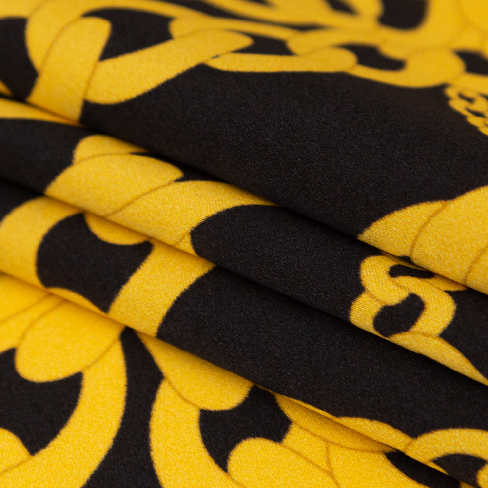 Mood Exclusive Italian Black and Gold Chains Digitally Printed Silk Charmeuse