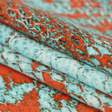 Mood Exclusive Italian Aqua and Chili Python Printed Silk Charmeuse