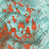 Mood Exclusive Italian Aqua and Chili Python Printed Silk Charmeuse