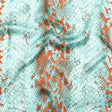 Mood Exclusive Italian Aqua and Chili Python Printed Silk Charmeuse