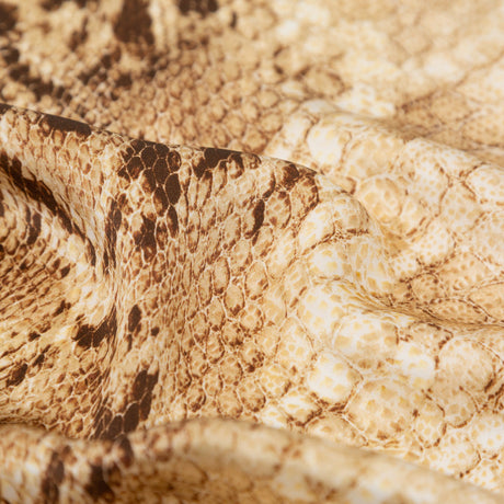 Mood Exclusive Italian Frozen Dew and Brown Python Printed Silk Charmeuse