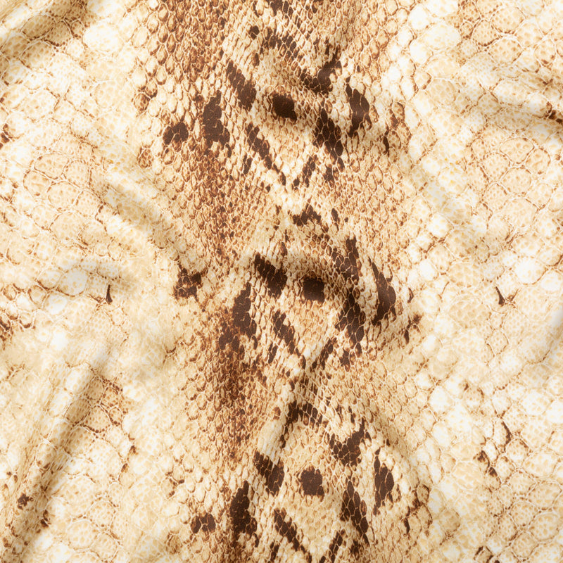 Mood Exclusive Italian Frozen Dew and Brown Python Printed Silk Charmeuse