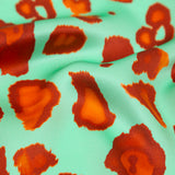 Mood Exclusive Italian Mint, Red and Orange Abstract Digitally Printed Silk Charmeuse