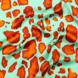 Mood Exclusive Italian Mint, Red and Orange Abstract Digitally Printed Silk Charmeuse