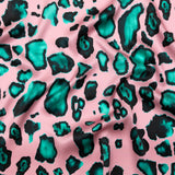 Mood Exclusive Italian Pink and Turquoise Abstract Digitally Printed Silk Charmeuse