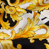 Mood Exclusive Italian Black, White and Gold Ornate Zebra Digitally Printed Silk Charmeuse
