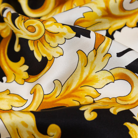 Mood Exclusive Italian Black, White and Gold Ornate Zebra Digitally Printed Silk Charmeuse