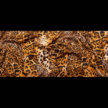 Mood Exclusive Italian Golden Brown Jaguar Digitally Printed Silk Charmeuse