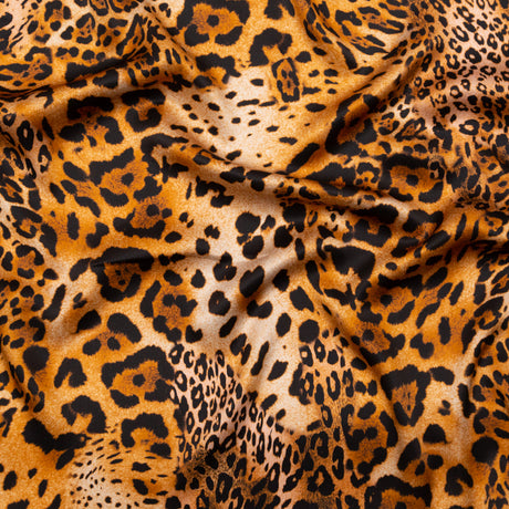 Mood Exclusive Italian Golden Brown Jaguar Digitally Printed Silk Charmeuse