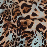 Mood Exclusive Italian Aqua and Brown Jaguar Digitally Printed Silk Charmeuse