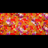 Mood Exclusive Italian Red, Gold and Purple Ornate Floral Digitally Printed Silk Charmeuse