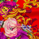 Mood Exclusive Italian Red, Gold and Purple Ornate Floral Digitally Printed Silk Charmeuse