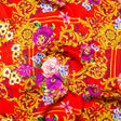 Mood Exclusive Italian Red, Gold and Purple Ornate Floral Digitally Printed Silk Charmeuse