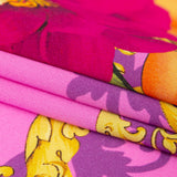 Mood Exclusive Italian Pink and Gold Ornate Floral Digitally Printed Silk Charmeuse