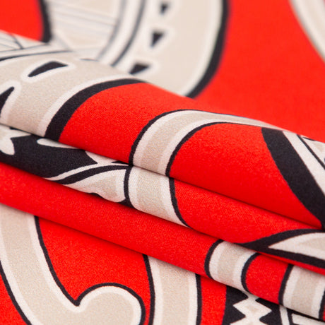 Mood Exclusive Italian Red and Black Large-Scale Digitally Printed Silk Charmeuse Panel
