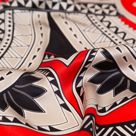 Mood Exclusive Italian Red and Black Large-Scale Digitally Printed Silk Charmeuse Panel