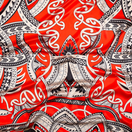 Mood Exclusive Italian Red and Black Large-Scale Digitally Printed Silk Charmeuse Panel