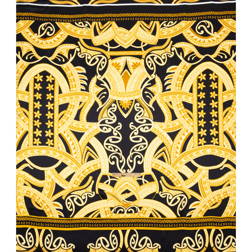 Mood Exclusive Italian Black and Golden Spice Large-Scale Digitally Printed Silk Charmeuse Panel