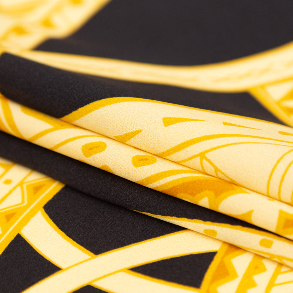 Mood Exclusive Italian Black and Golden Spice Large-Scale Digitally Printed Silk Charmeuse Panel
