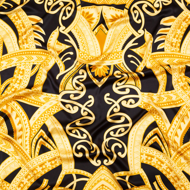 Mood Exclusive Italian Black and Golden Spice Large-Scale Digitally Printed Silk Charmeuse Panel