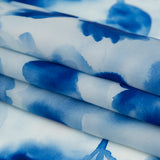 Mood Exclusive Italian Classic and Pearl Blue Abstract Floral Silk Organza