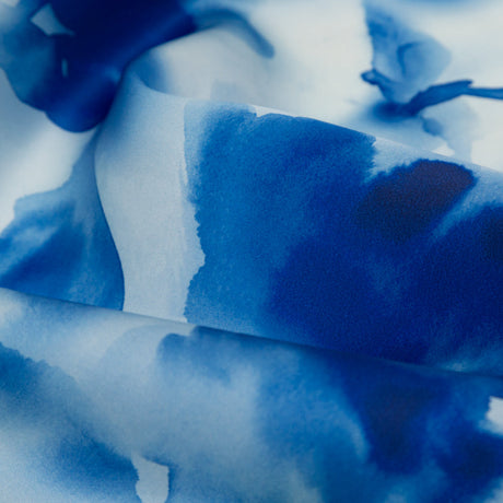Mood Exclusive Italian Classic and Pearl Blue Abstract Floral Silk Organza