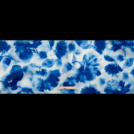 Mood Exclusive Italian Classic and Pearl Blue Abstract Floral Silk Organza