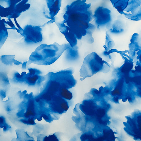 Mood Exclusive Italian Classic and Pearl Blue Abstract Floral Silk Organza