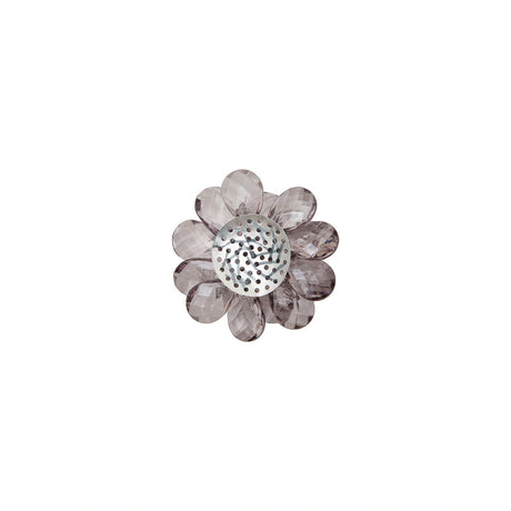 Italian Translucent Black Glass Flower Applique/Brooch - 2"