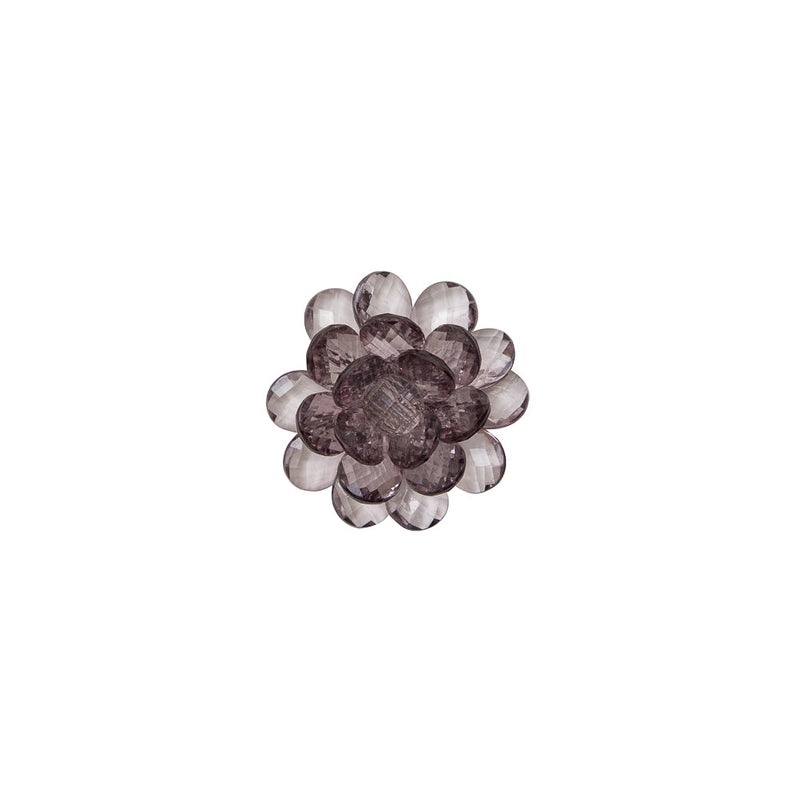Italian Translucent Black Glass Flower Applique/Brooch - 2"