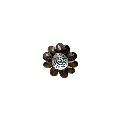 Italian Jet Black Glass Flower Applique/Brooch - 2"