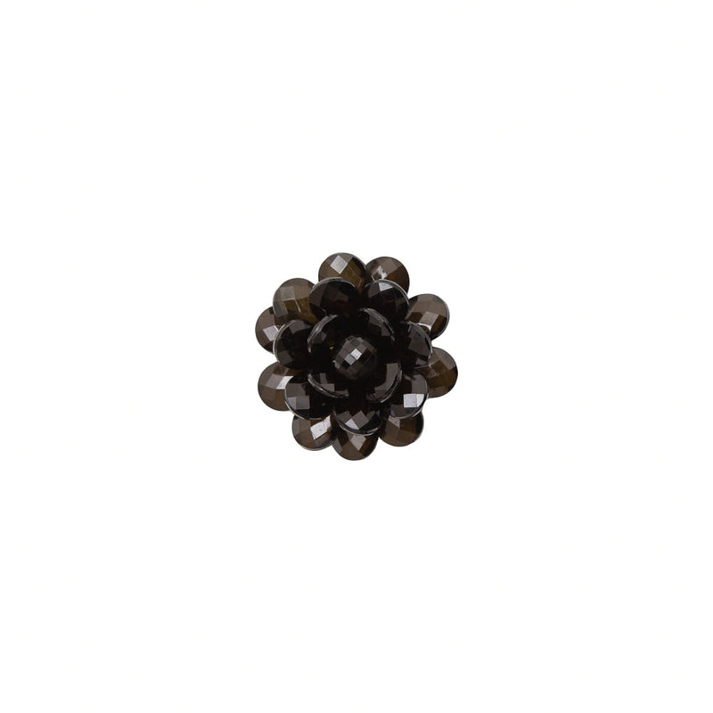 Italian Jet Black Glass Flower Applique/Brooch - 2"
