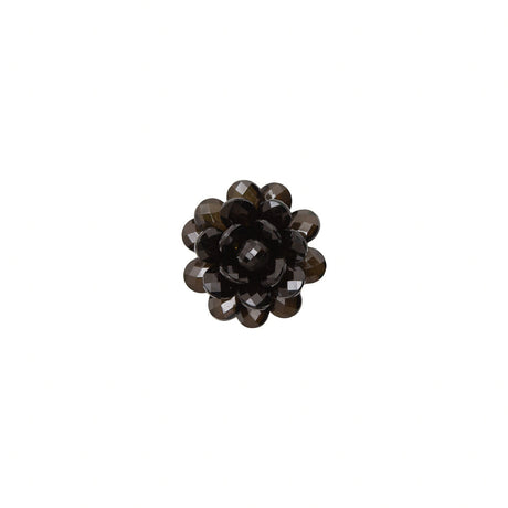 Italian Jet Black Glass Flower Applique/Brooch - 2"