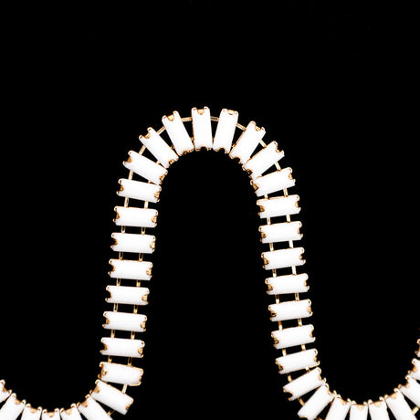 Italian White and Gold Baguette Chain Trim - 0.25"