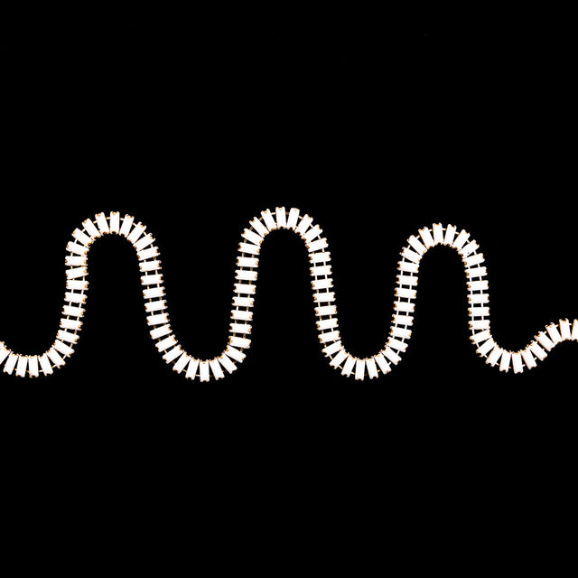 Italian White and Gold Baguette Chain Trim - 0.25"