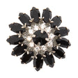 Italian Black and Crystal Floral Rhinestone Button - 50L/32mm