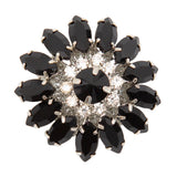 Italian Black and Crystal Floral Rhinestone Button - 50L/32mm