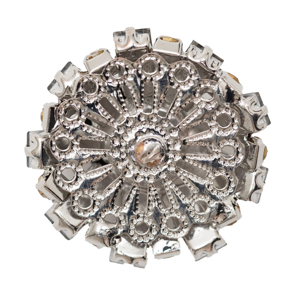 Italian Gunmetal and Crystal Rhinestone Button - 50L/32mm