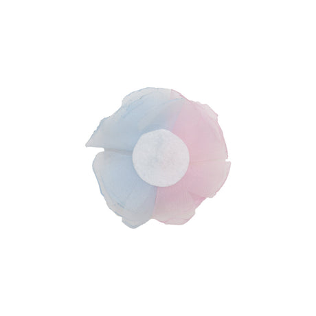 Italian Pink, Blue and Ivory 3D Flower Applique - 2.25"
