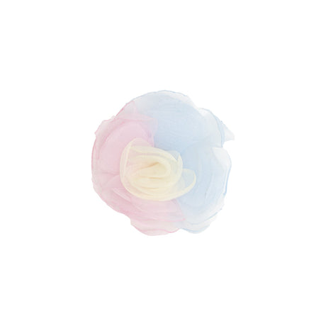 Italian Pink, Blue and Ivory 3D Flower Applique - 2.25"