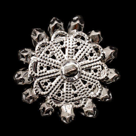 Italian Crystal and Silver Floral Rhinestone Button - 50L/32mm