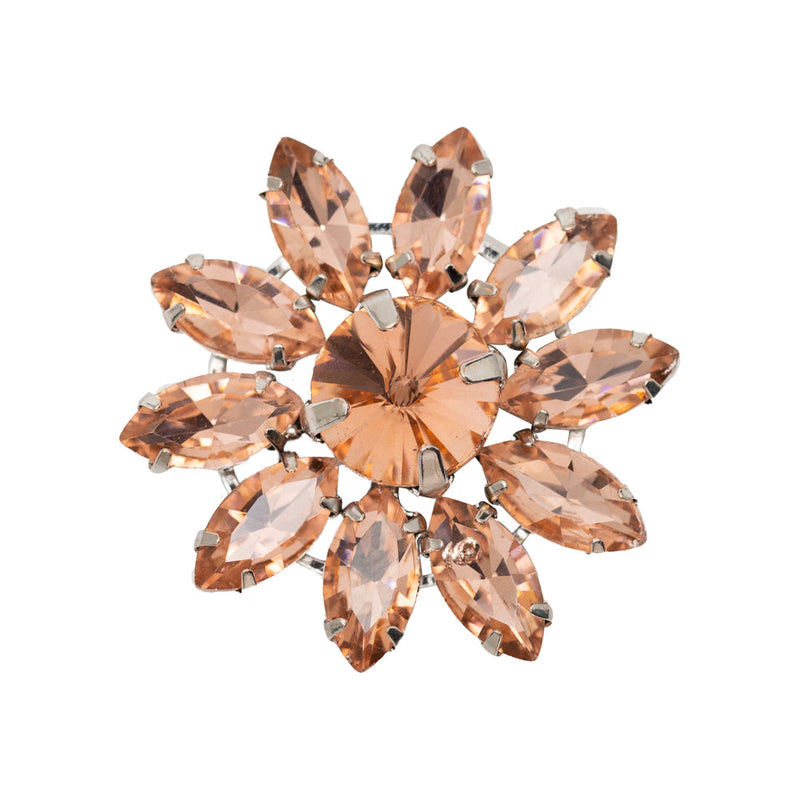 Italian Pink Rhinestone Flower Button - 42L/27mm