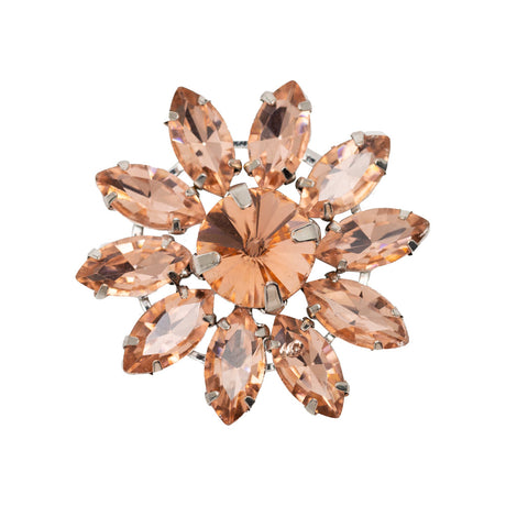 Italian Pink Rhinestone Flower Button - 42L/27mm