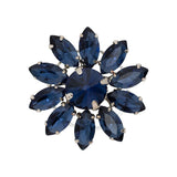 Italian Navy Rhinestone Flower Button - 42L/27mm