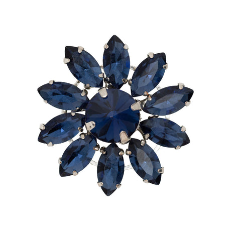 Italian Navy Rhinestone Flower Button - 42L/27mm