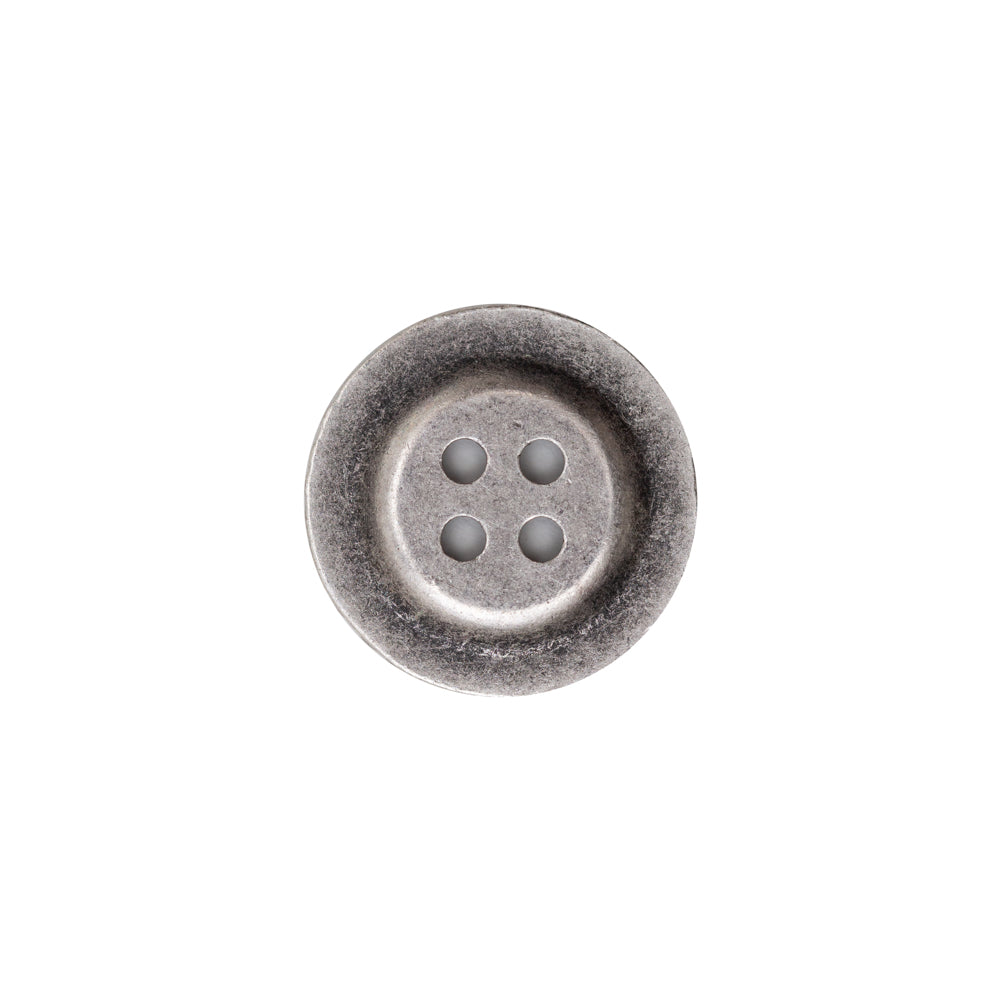 Italian Antique Silver Ornate Metal Zamac Button - 24L/15MM