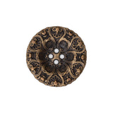 Italian Antique Gold Ornate Metal Zamac Button - 36L/23mm