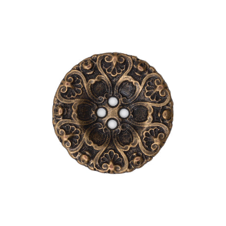 Italian Antique Gold Ornate Metal Zamac Button - 36L/23mm