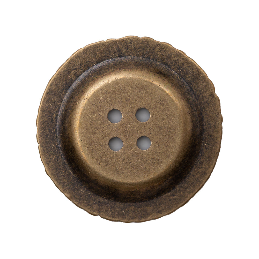 Italian Antique Gold Ornate Metal Zamac Button - 44L/28mm